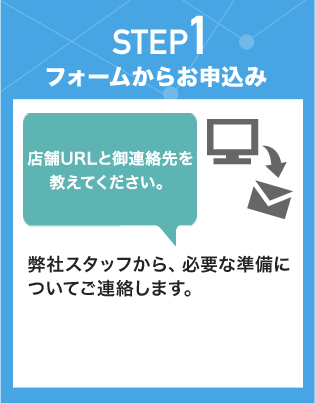 STEP1 フォームからお申込み 弊社スタッフから、必要な準備についてご連絡します。